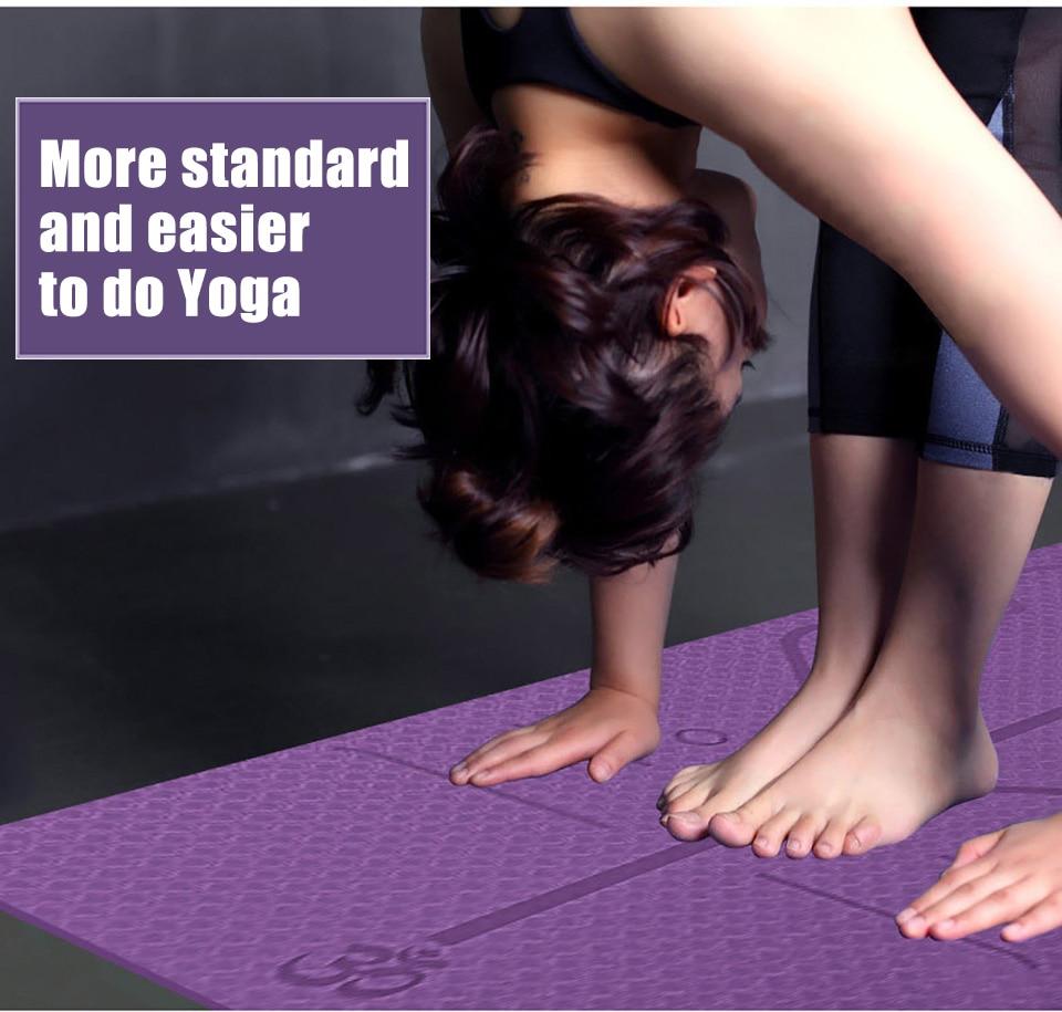 Non Slip Yoga Mat with Position Lines